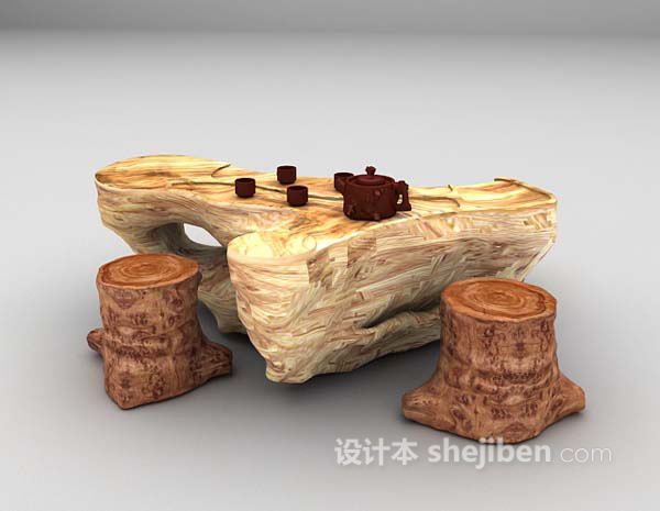设计本木质桌椅组合欣赏3d模型下载