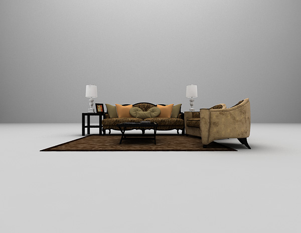 棕色组合沙发3d模型下载