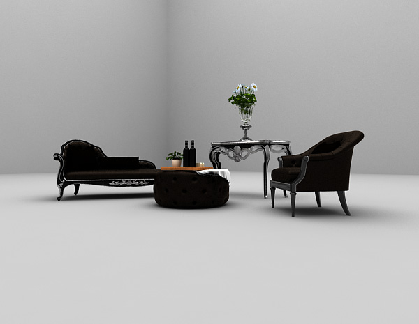免费黑色组合沙发3d模型下载