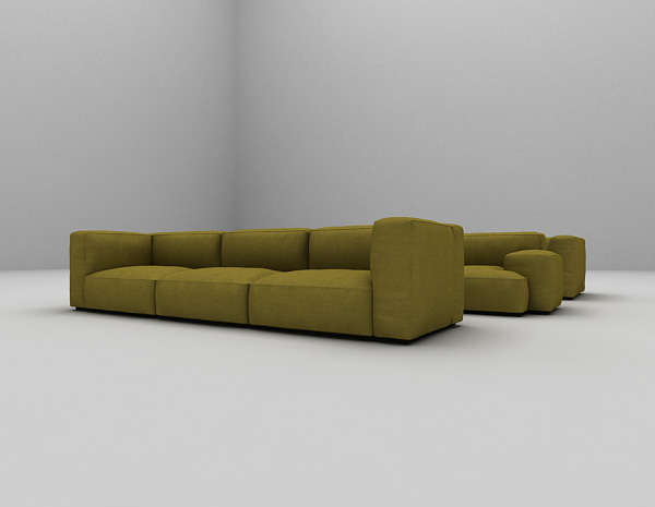免费绿色组合沙发3d模型下载