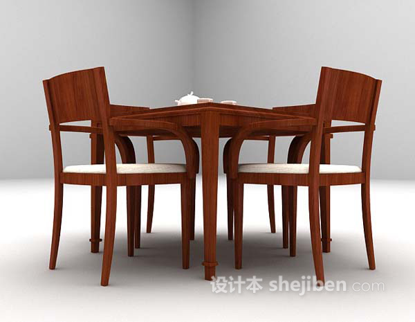 免费中式木质桌椅3d模型下载