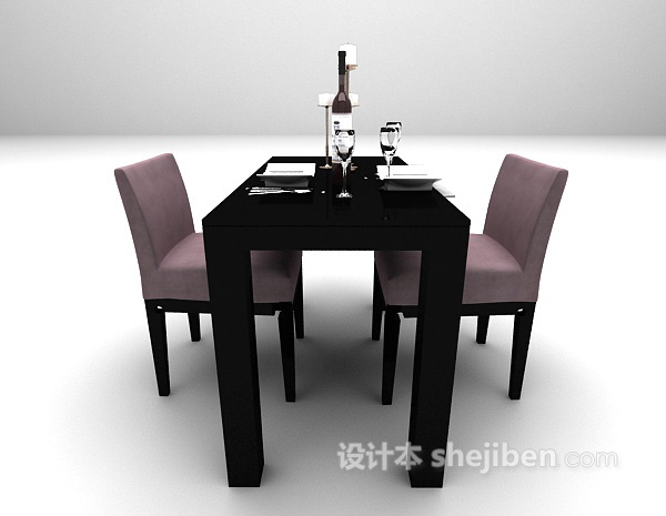 设计本黑色桌椅3d模型下载