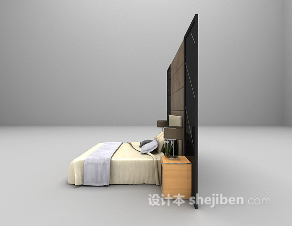 设计本灰色床欣赏3d模型下载