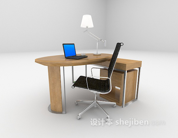 现代风格灰色书桌3d模型下载