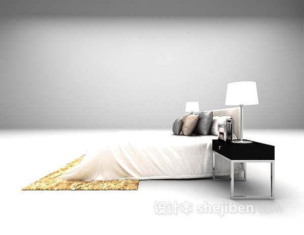 设计本现代双人床组合3d模型下载