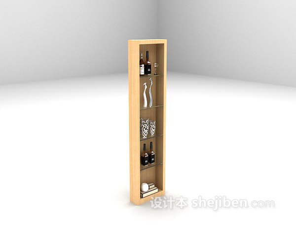 现代风格木色展示柜3d模型下载