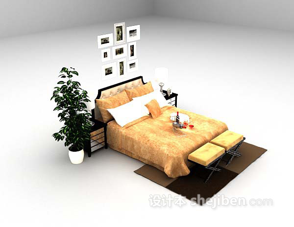 其它装饰主义风格床3d模型下载