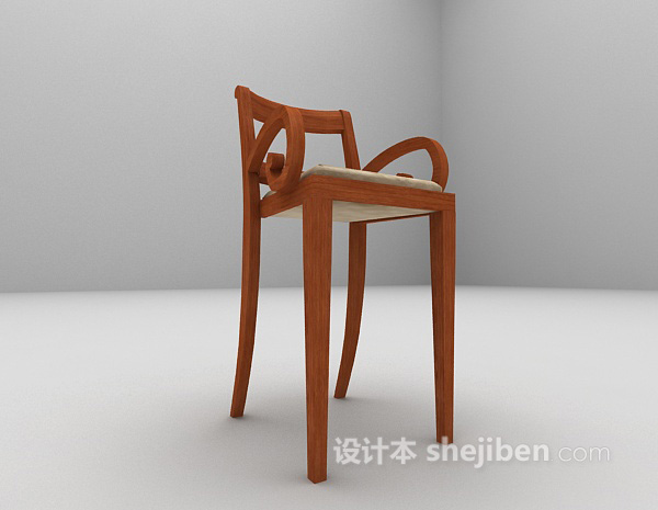 欧式风格木质吧椅3d模型下载