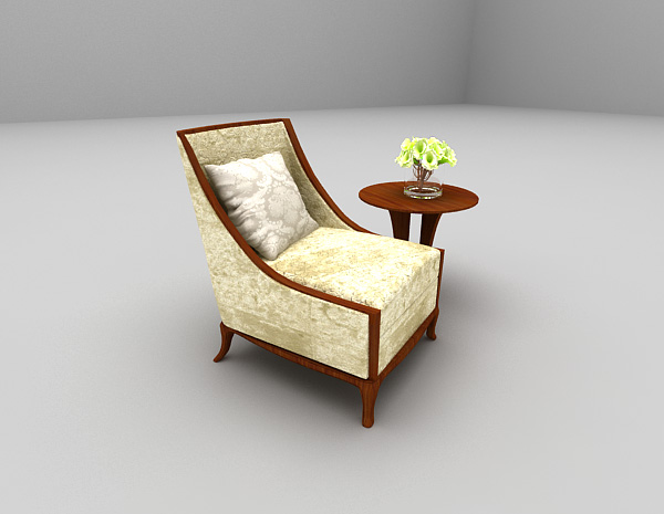 欧式风格灰色单人沙发3d模型下载