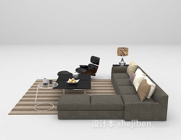 设计本布艺沙发组合3d模型下载
