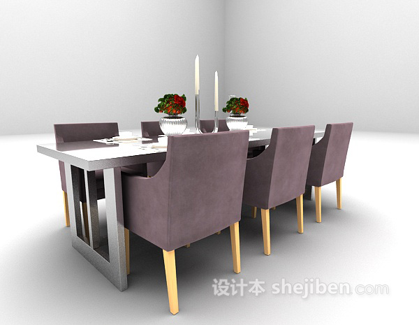 欧式风格欧式紫色桌椅3d模型下载