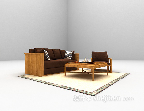 免费木质单人沙发3d模型下载
