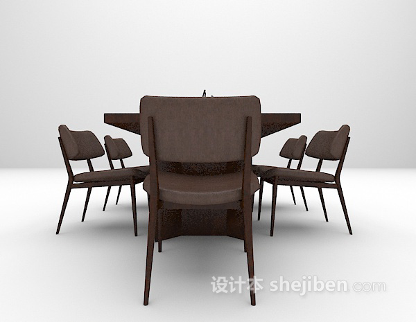 设计本棕色木质桌椅3d模型下载