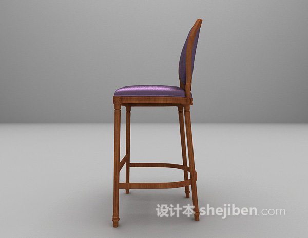 设计本紫色法式吧椅3d模型下载