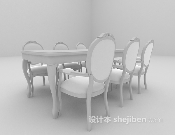 欧式风格欧式棕色餐桌免费3d模型下载