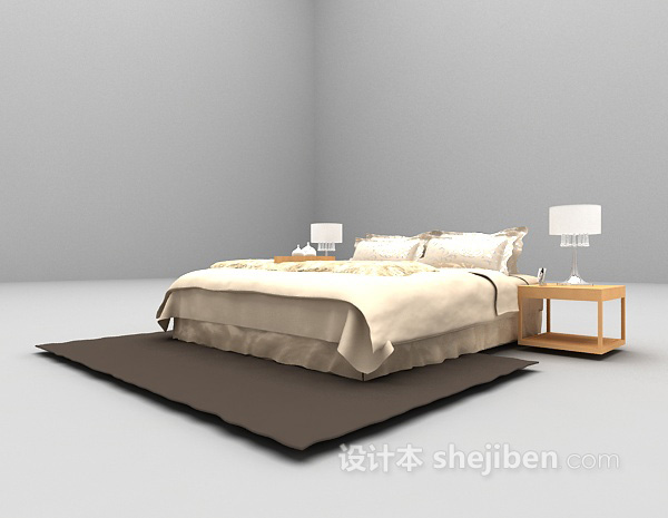 免费白色床3d模型下载