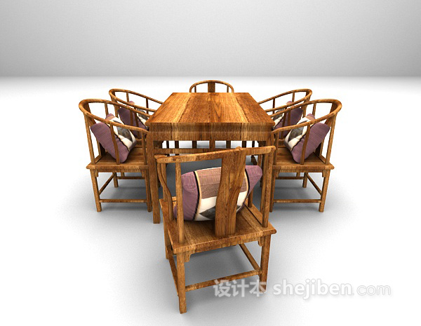 设计本长形桌椅3d模型下载