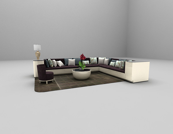 现代风格矮沙发组合3d模型下载