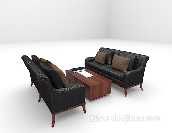 免费现代皮质沙发3d模型下载