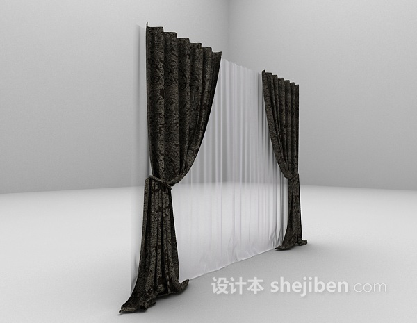 现代风格窗帘3d模型下载