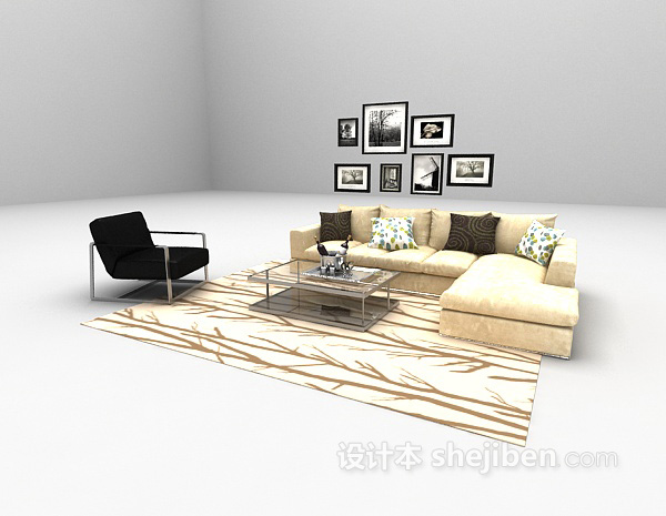 设计本家庭沙发组合3d模型下载