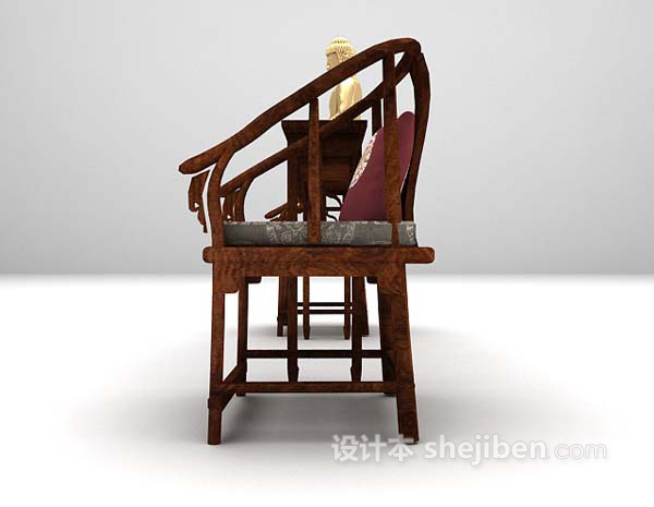 中式风格中式桌椅组合推荐3d模型下载
