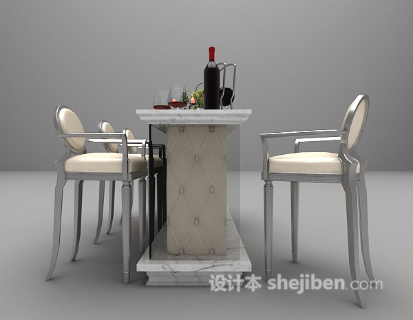 设计本高脚椅餐桌3d模型下载