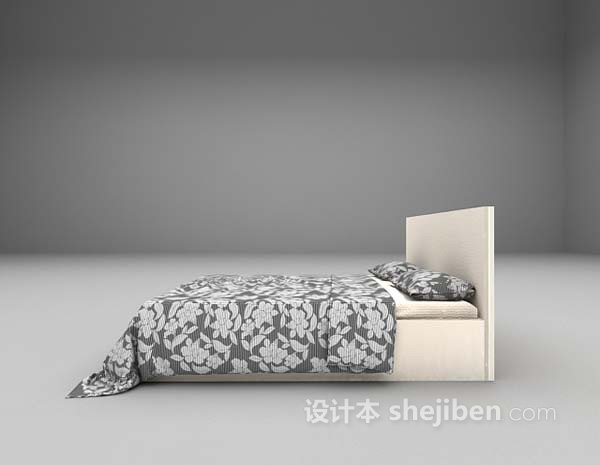 设计本简洁风格双人床3d模型下载