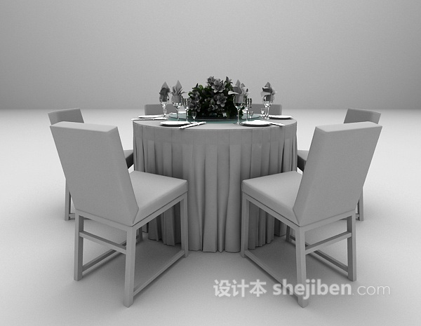 设计本宴会圆形餐桌3d模型下载