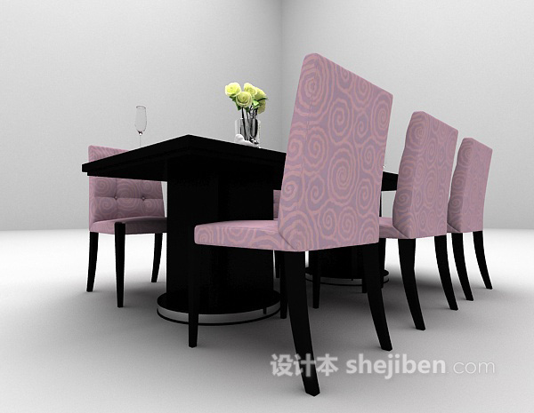 欧式风格紫色方桌3d模型下载