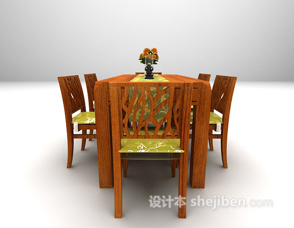 设计本欧式木质餐桌推荐3d模型下载