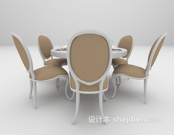 设计本圆形六人餐桌3d模型下载