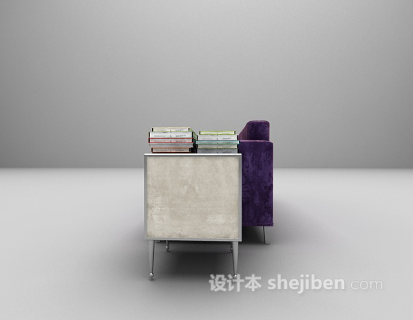 设计本紫色布艺沙发3d模型下载