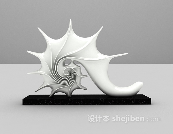 白色现代雕塑摆件3d模型下载