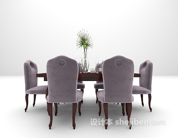 欧式古典餐桌椅组合3d模型下载