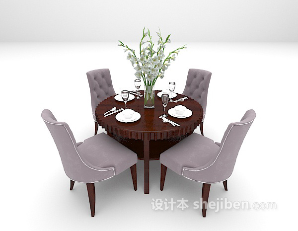 设计本欧式圆形餐桌推荐3d模型下载