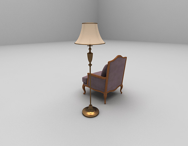 欧式风格欧式紫色沙发3d模型下载