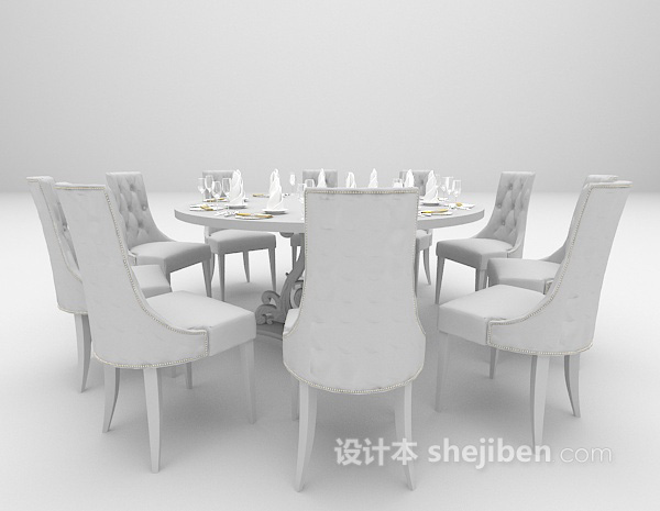 设计本欧式餐桌3d模型下载