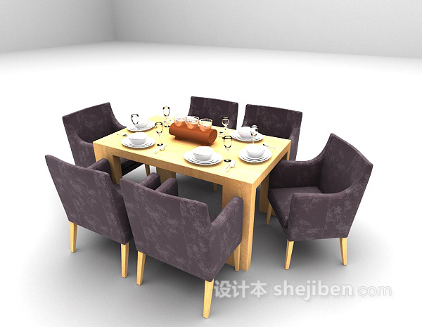 免费现代简约餐桌3d模型下载