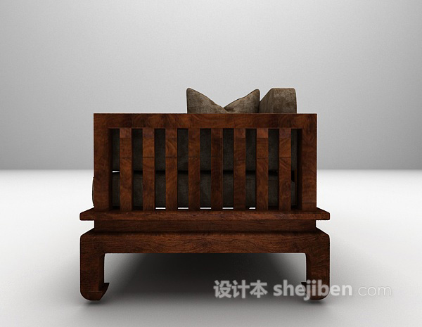 设计本中式双人沙发3d模型下载