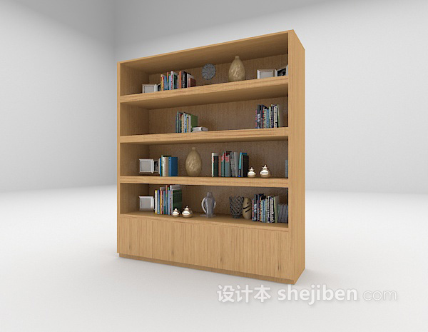 免费灰色木质书柜3d模型下载