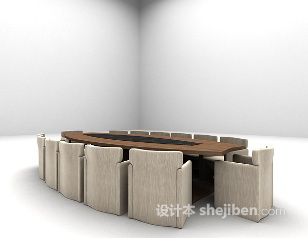 设计本长形会议桌3d模型下载