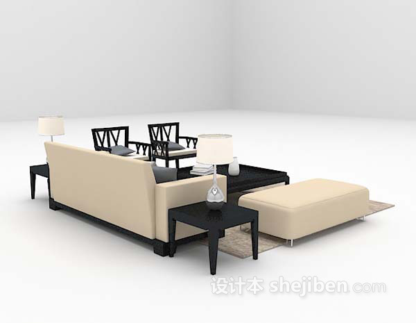 东南亚风格多人沙发max3d模型下载