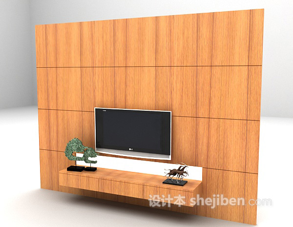 设计本现代风格电视墙3d模型下载