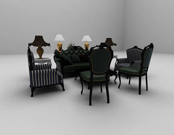 欧式风格沙发椅组合3d模型下载