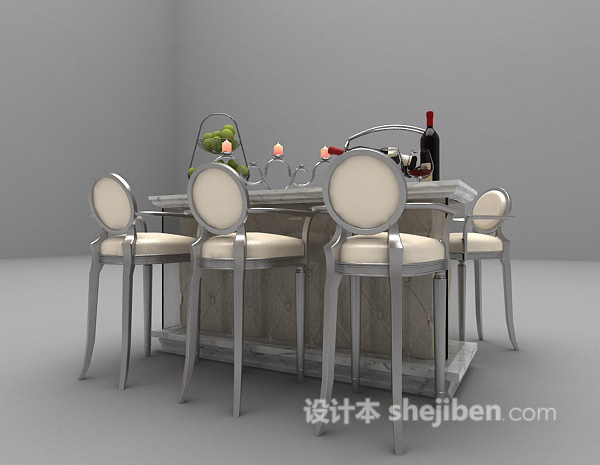 免费高脚椅餐桌3d模型下载
