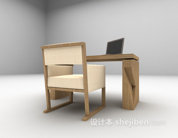 免费现代风格桌椅组合3d模型下载