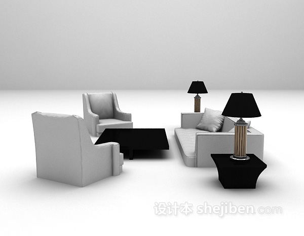 欧式风格简欧风格沙发组合3d模型下载