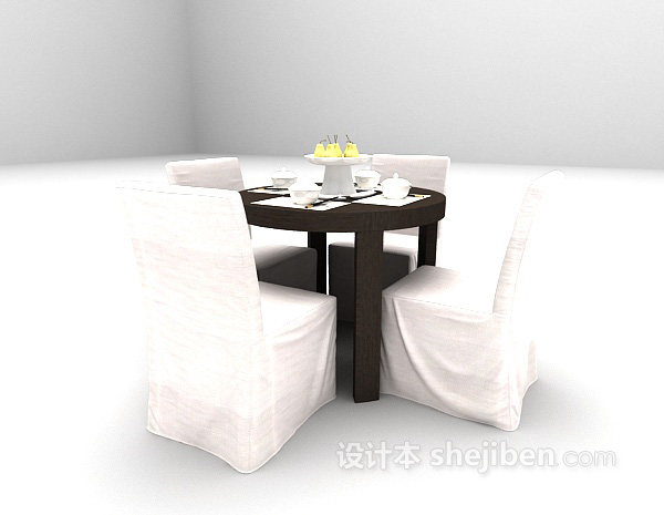 免费欧式简约餐桌3d模型下载