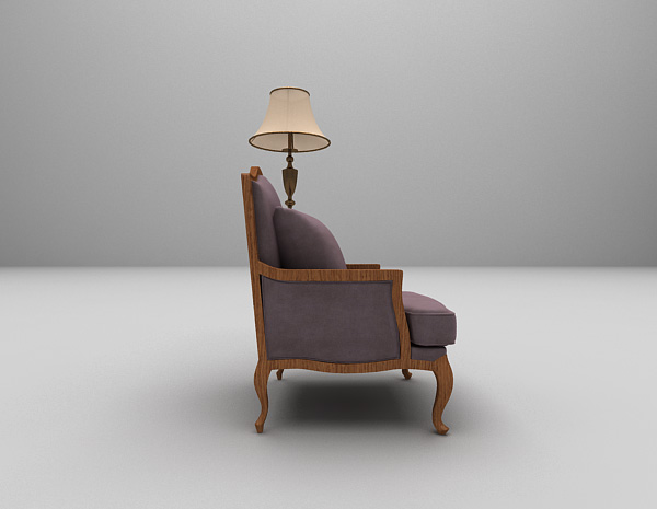 设计本欧式紫色沙发3d模型下载